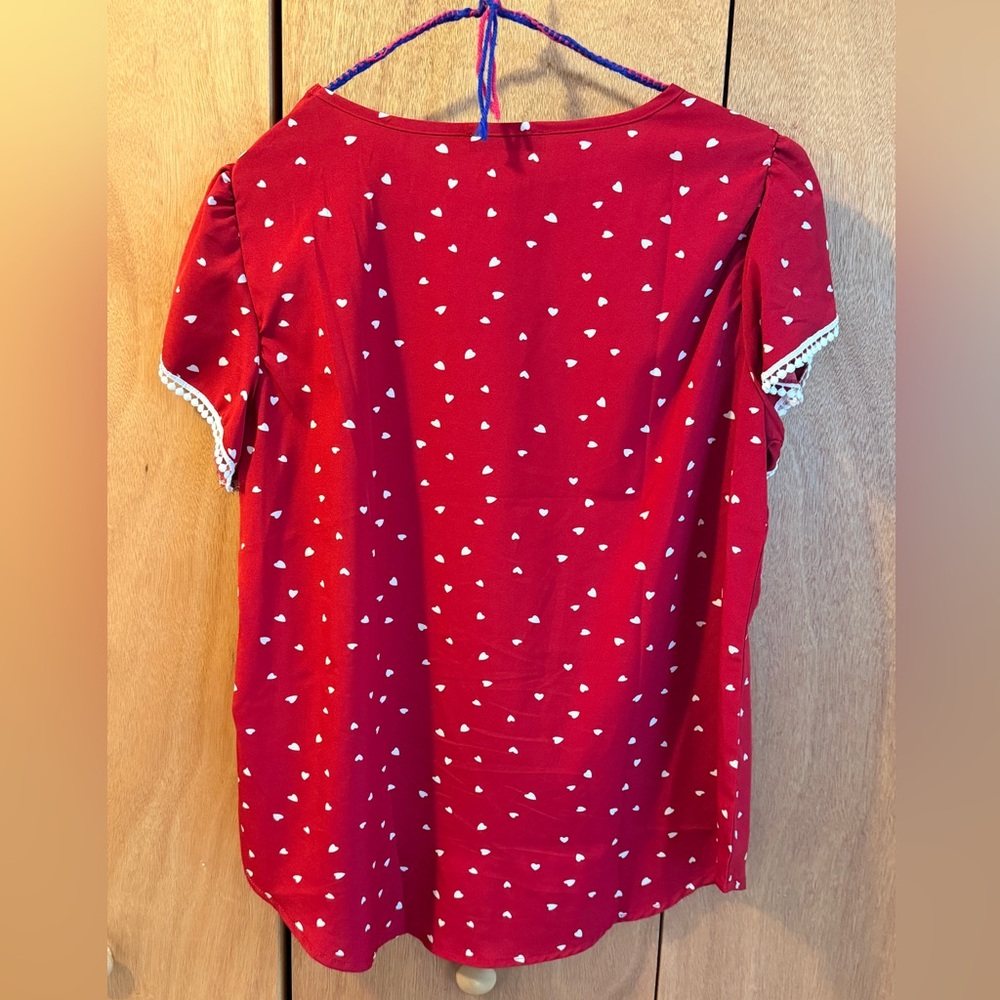 Red Heart Patterned Blouse - Picture 2 of 2